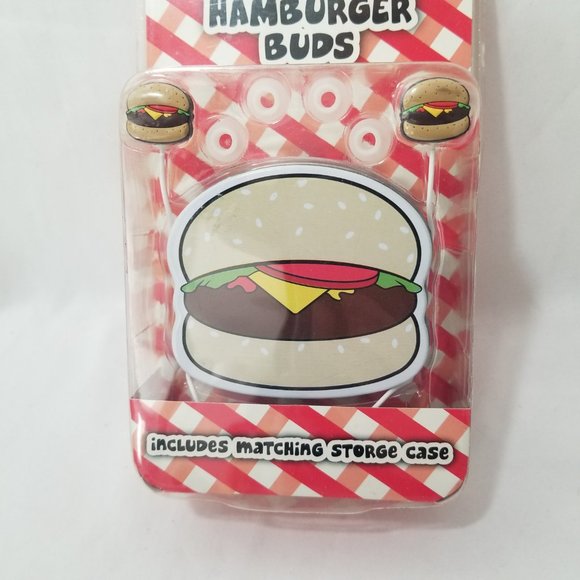 HOT TOPIC Fun Hamburger Ear Buds with Storage Case in it s Original Package RARE - Picture 2 of 10